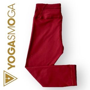 Yogasmoga Aurum Red Workout Yoga Cropped Leggings.